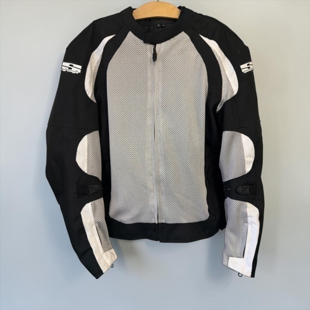 2pc Speed and Strength Mesh Motorcycle Jacket  w/Liner Black Riding Coat Mens L